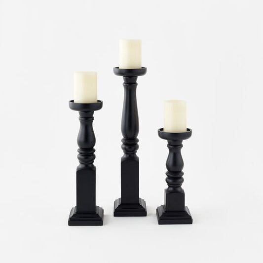 Black Wood Candlestick